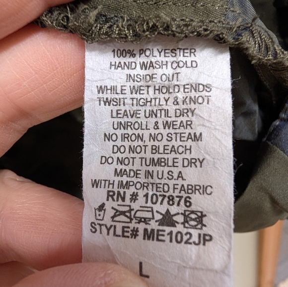 Sun Kim by Comfy USA Polka Dot Olive/Navy Crinkle Boyfriend Jacket Size Large - Picture 6 of 9